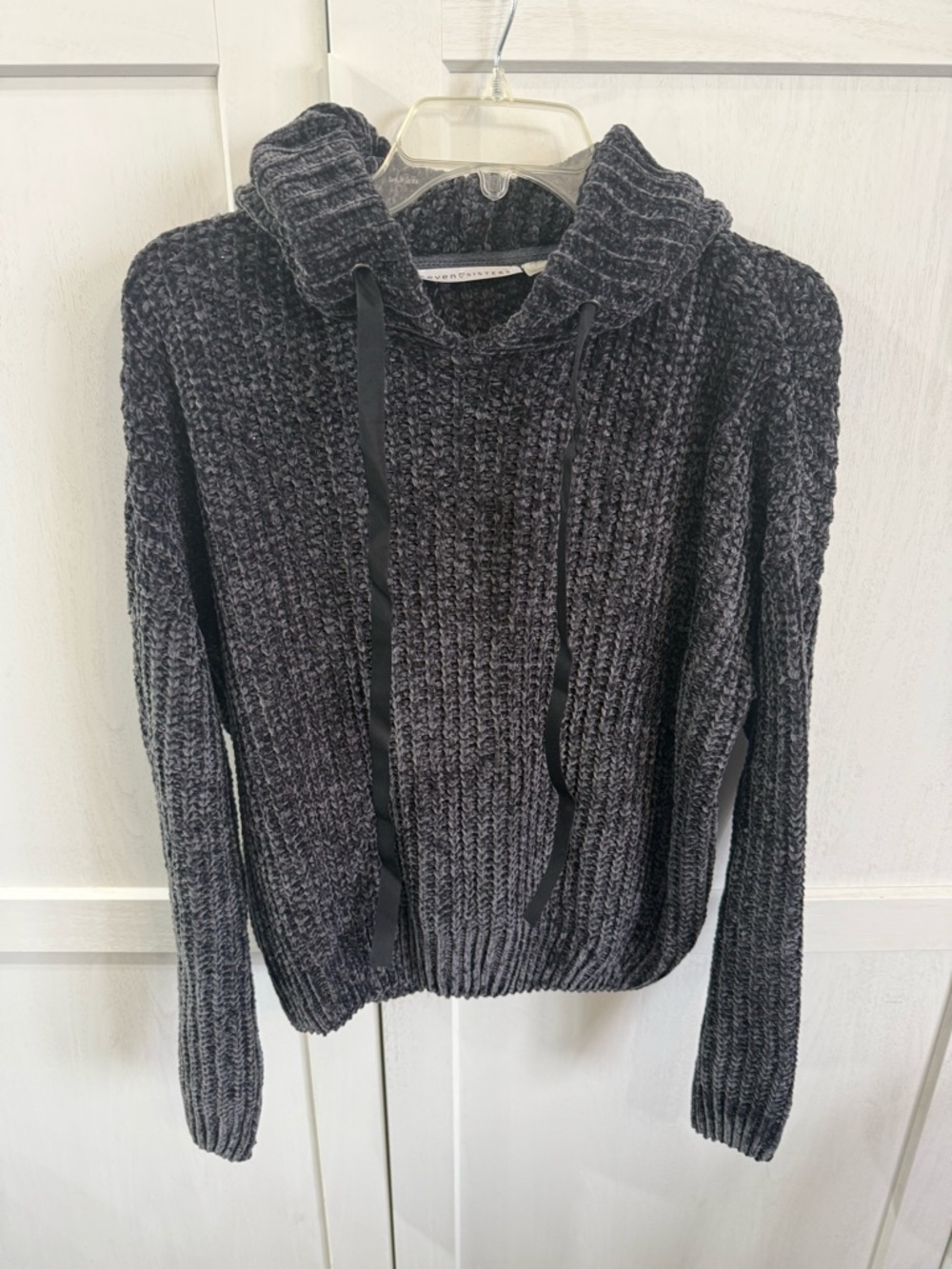 Cozy Chenille Cowl Neck Sweater in Charcoal